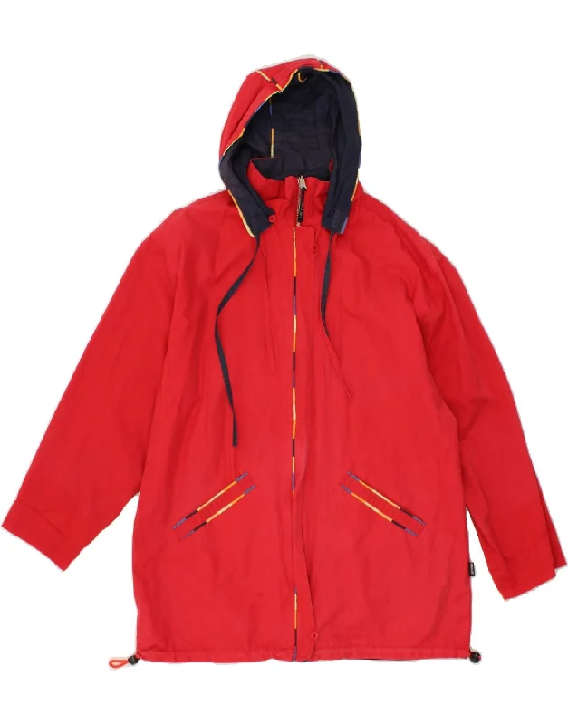 HIMALAYA Womens Oversized Hooded Reversible Jacket UK 14 Medium Red Cotton Notch Collar Jacket Peter Pan Collar Jacket Cowl Neck Jacket