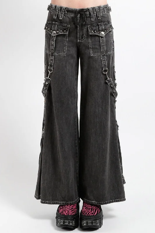 Tripp NYC Studded Power Pants [Black Denim] Comfortable Pleated Pants