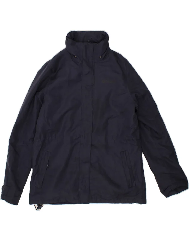 MOUNTAIN WAREHOUSE Womens Hooded Windbreaker Jacket UK 10 Small Navy Blue Ribbed Jacket Pleated Jacket Ruffled Jacket