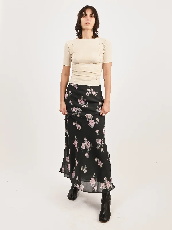 Climbing Ivy Fluid Crepe Maxi Skirt velvet skirt glossy