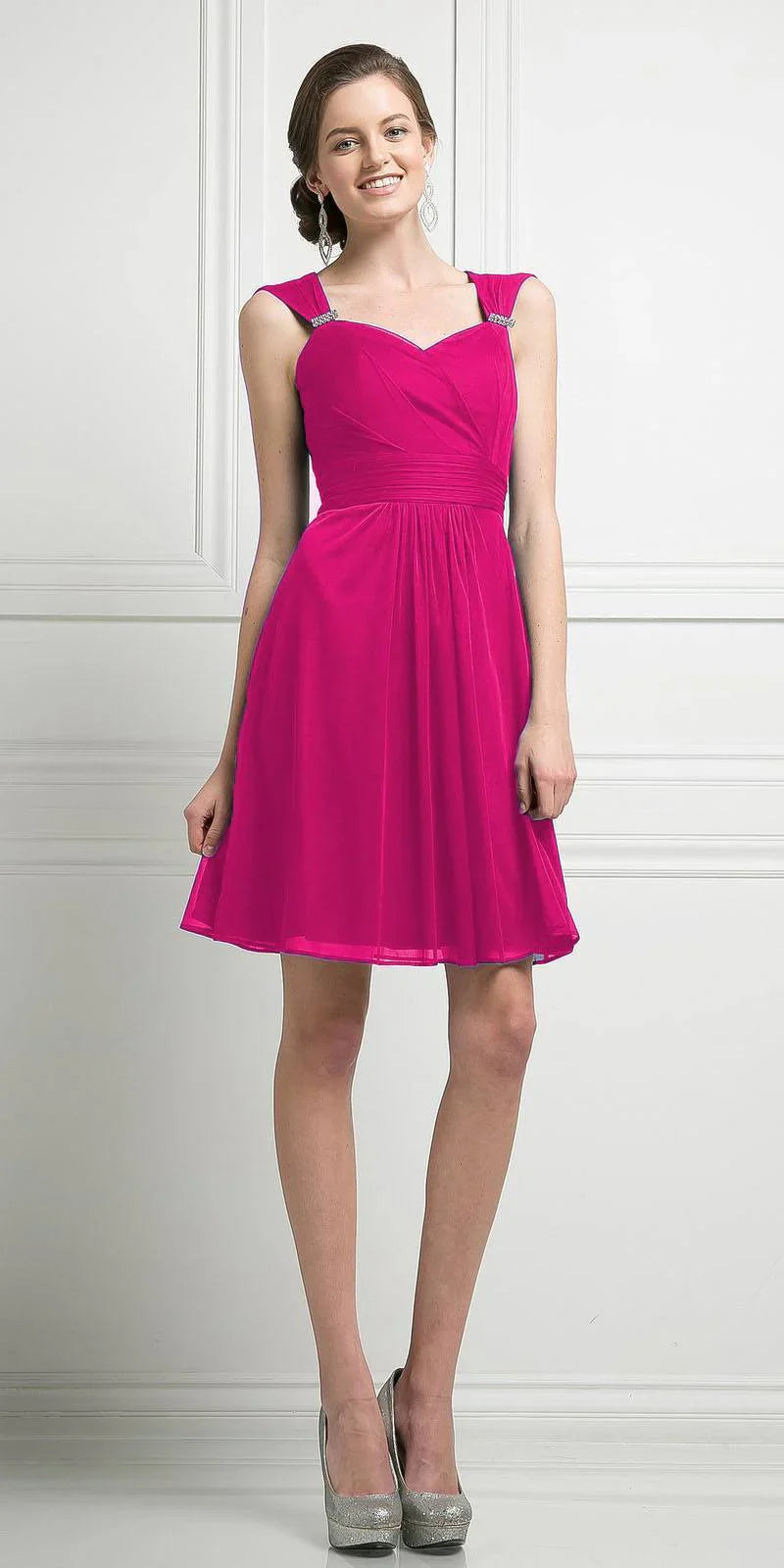 Ladivine 3832SC - Semi Sweetheart Aymmetric Pleats Cocktail Dress Tunics Hiking breathable