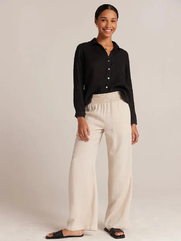 Smocked Waist Wide Leg Pant - Cliffside Cozy Full-Length Pants