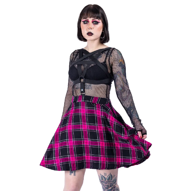 HEXED SKIRT - DARK PINK CHECK seamless skirt comfort