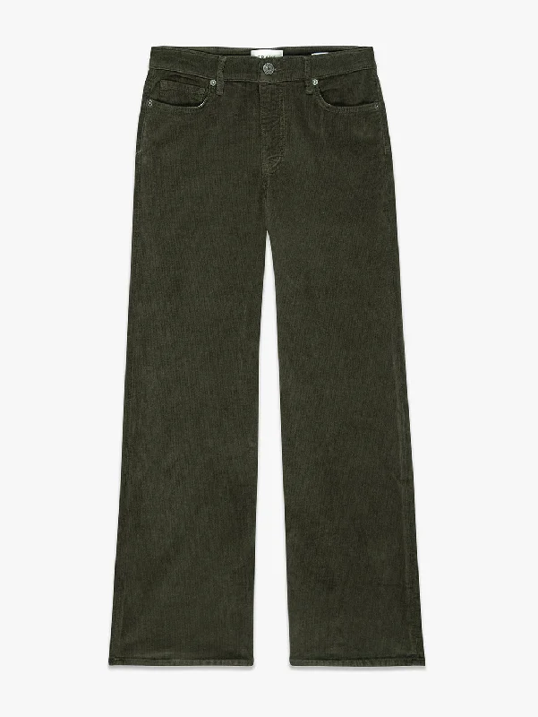 Le Slim Palazzo Corduroy Pant - Military Relaxed Casual Leggings