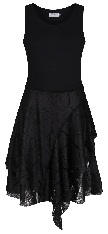 Sienna - Black Jersey-Lace Dress Tunics Evening elegant