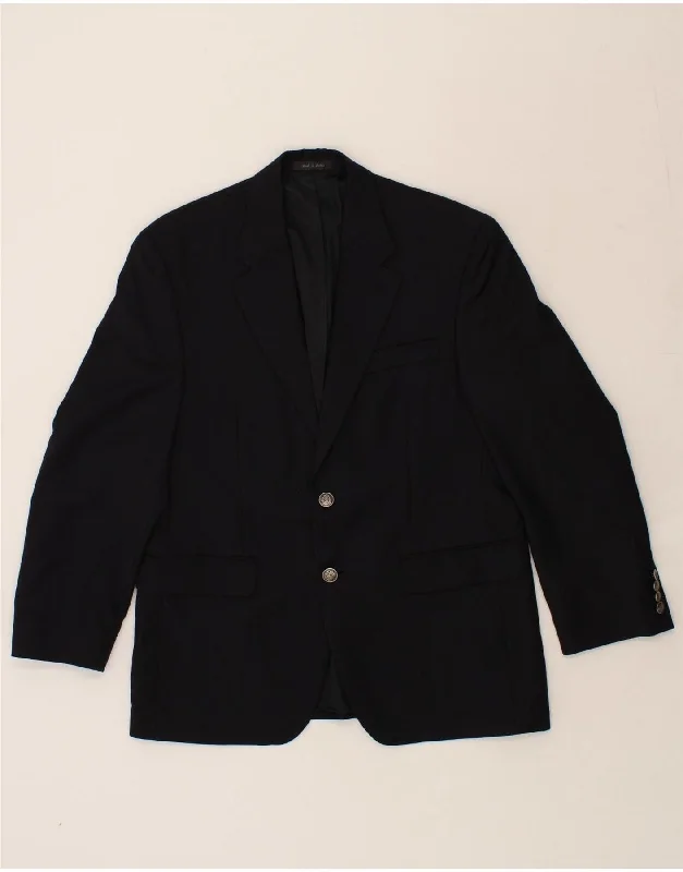 MICHAEL KORS Womens 2 Button Blazer Jacket UK 38 Medium Black Wool Boat Neck Shawl Collar Notched Collar