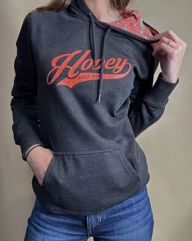 Final Sale ✨ Hooey Prairie Women's Charcoal Hoodie Hoodie with Half-Zip Sporty Casual