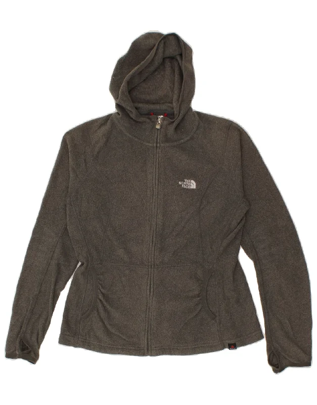 THE NORTH FACE Womens Hooded Fleece Jacket UK 10 Small Grey Polyester Wool Jacket Cashmere Jacket Tweed Jacket