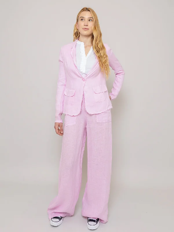 Pocket Linen Pant - Pink Mist Comfy Zip-Up Pants