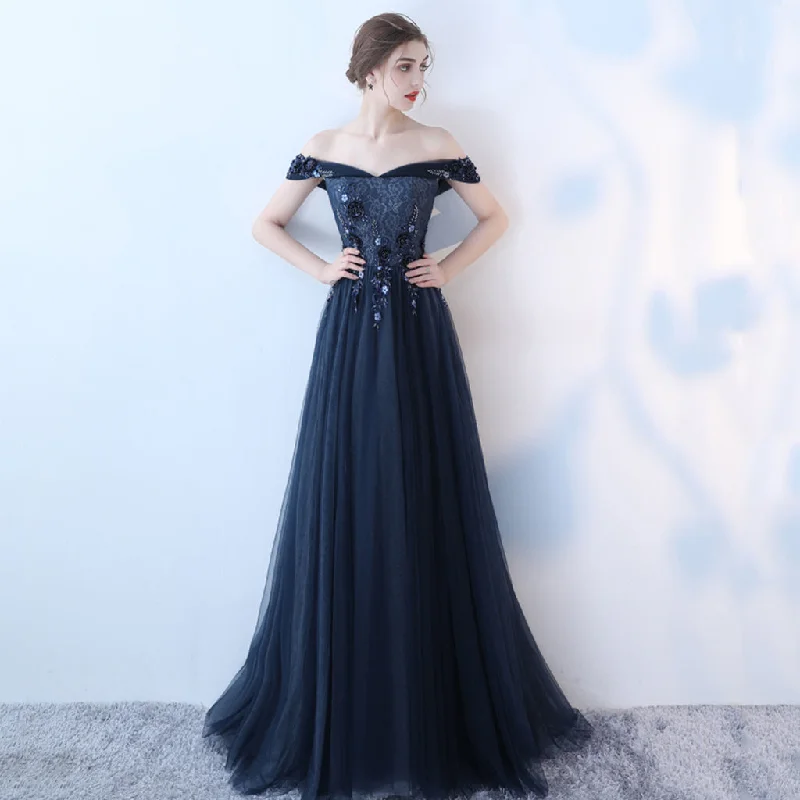 Off Shoulder Lace Prom Dress, Charming Applique Beaded Vintage Prom Dress, KX519 Tunics Luxurious premium