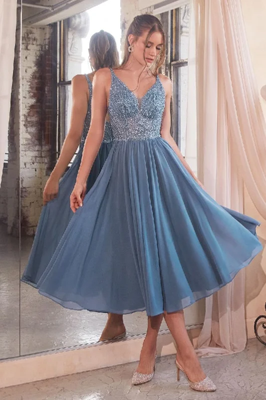 Cinderella Divine –CD0225 V-Neck Chiffon A-Line Dress Tunics Sale discount