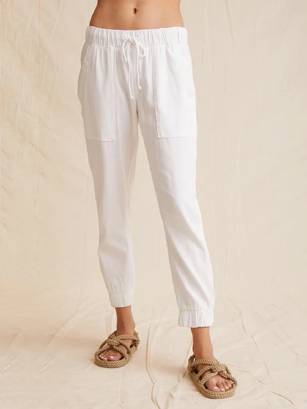 Pocket Jogger Pant - White Elegant Silk Pants