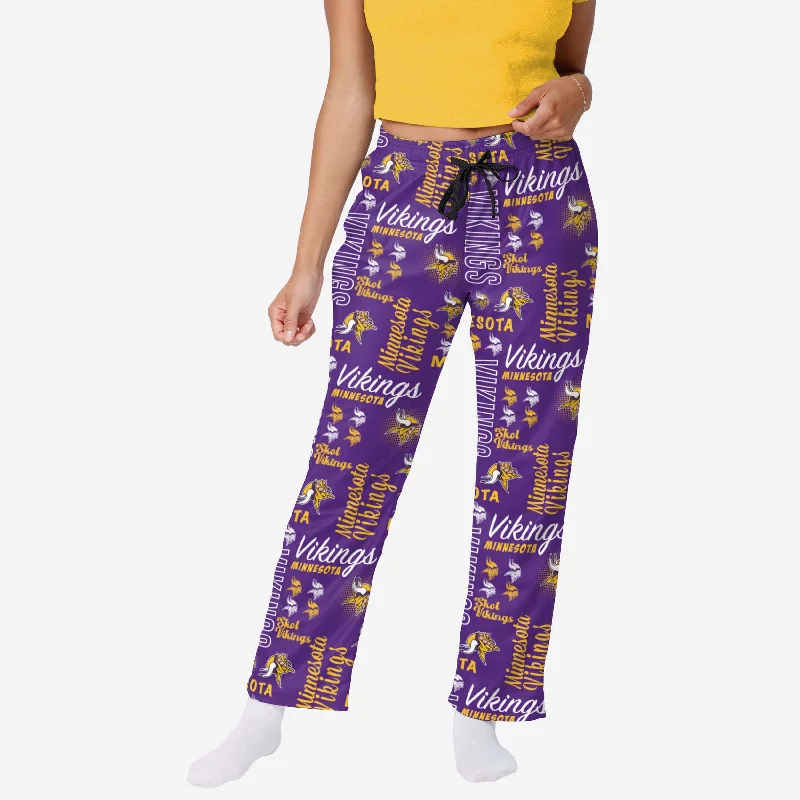 Minnesota Vikings Womens Mini Print Lounge Pants Elegant Dress Pants