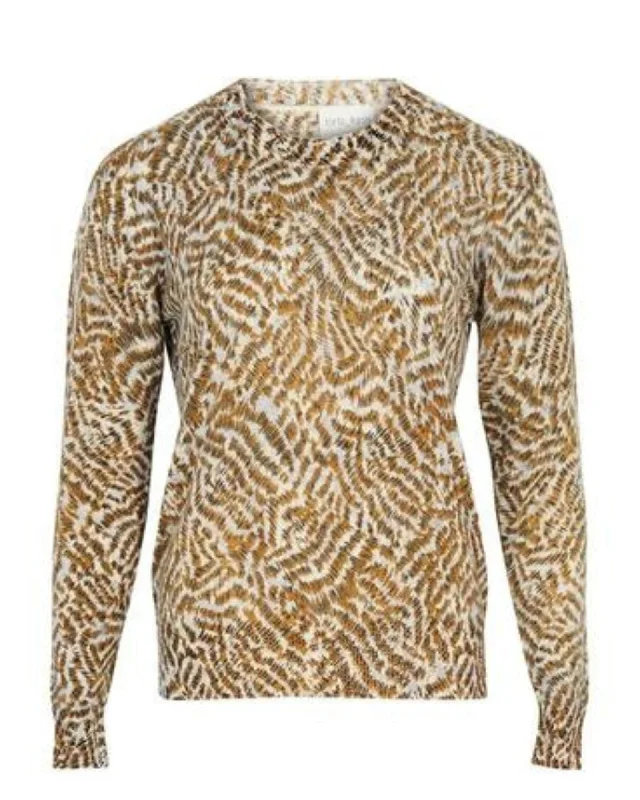 Eagle Print Cashmere Sweater Real Fur Shearling Chenille