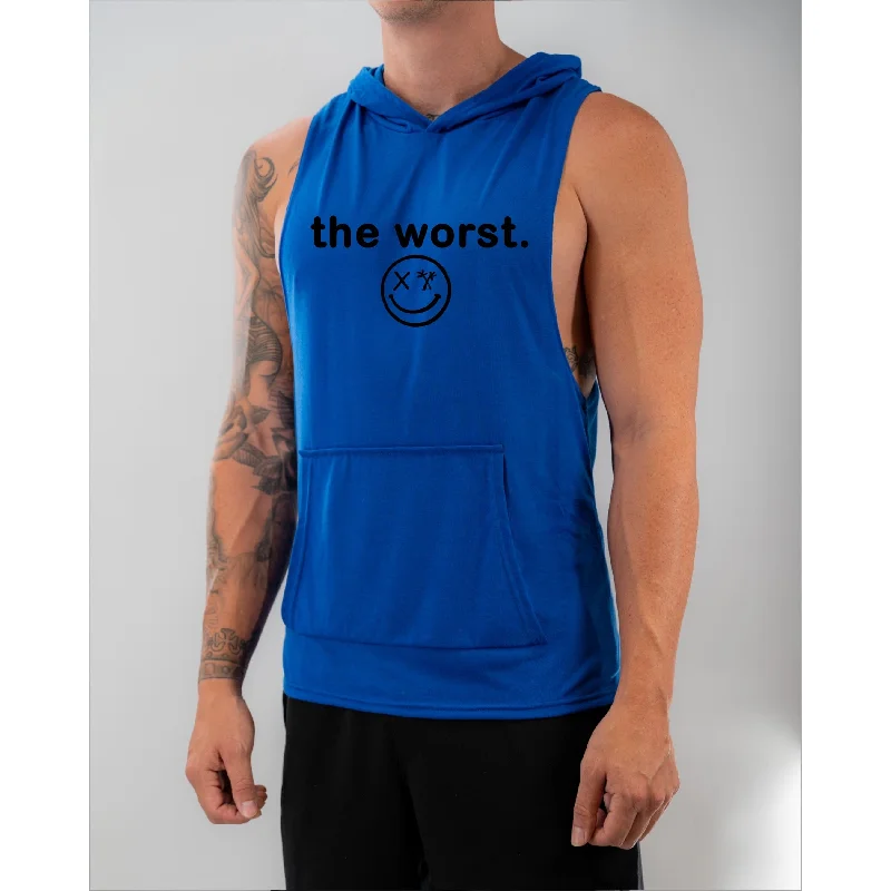 Salty Savage Unisex “the worst.” Sleeveless Racerback Muscle Tank Hoodie high neck tank