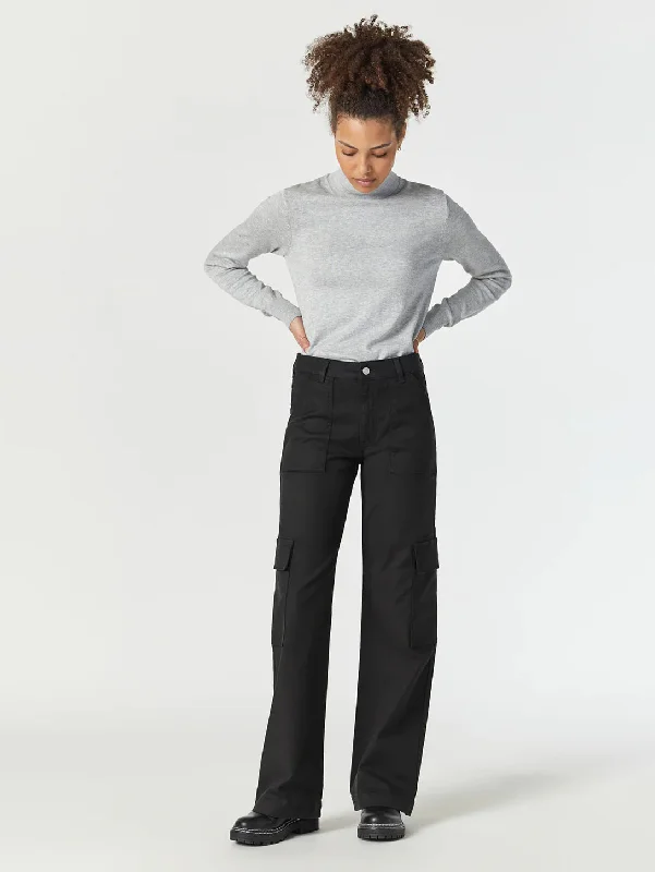 Alva Cargo Pant - Black Luxe Twill Cozy Maternity Pants