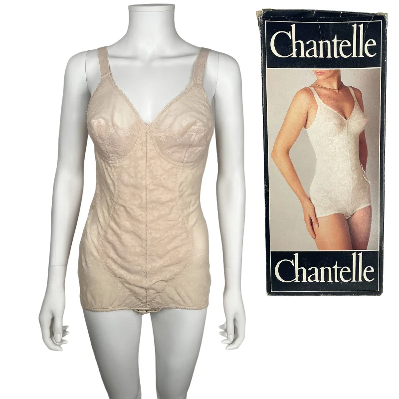 Vintage Bodysuit Chantelle Paris Corset Made in France w Box Stylish Bodysuit with Faux Fur