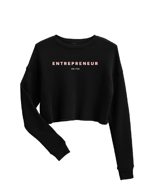 Entrepreneur Crop Sweatshirt Hoodie with Drawcord Adjustable Secure