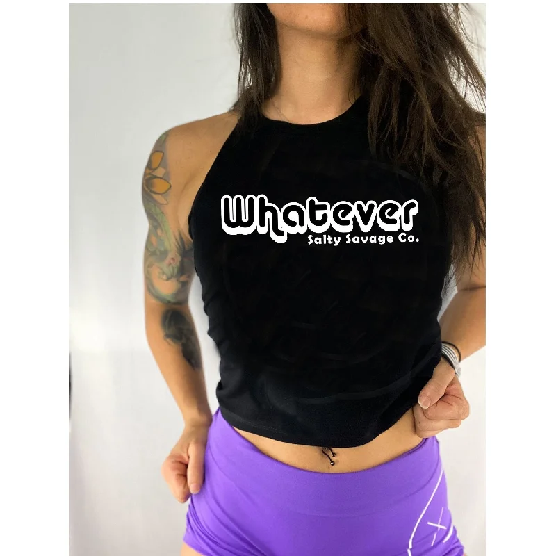 Salty Savage Ladies "Whatever" Flowy Racerback Crop Tank strappy tank top