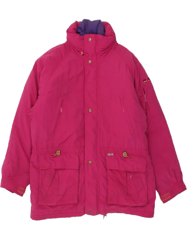 VAUDE Womens Oversized Reversible Padded Jacket UK 16 Large Pink Polyester Hoodie Zip-Up Jacket Button-Up Jacket