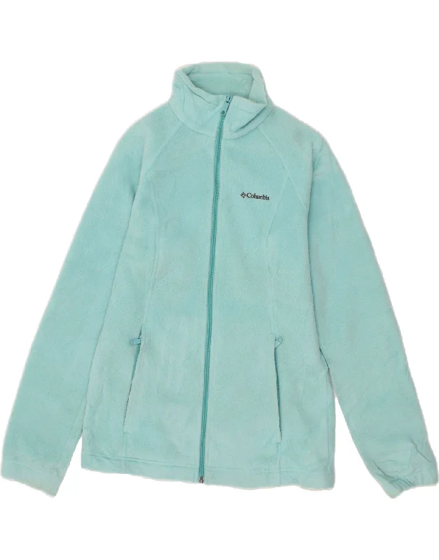 CHAMPION Womens Fleece Jacket UK 10 Small Turquoise Polyester Print Jacket Jacquard Jacket Embroidered Jacket