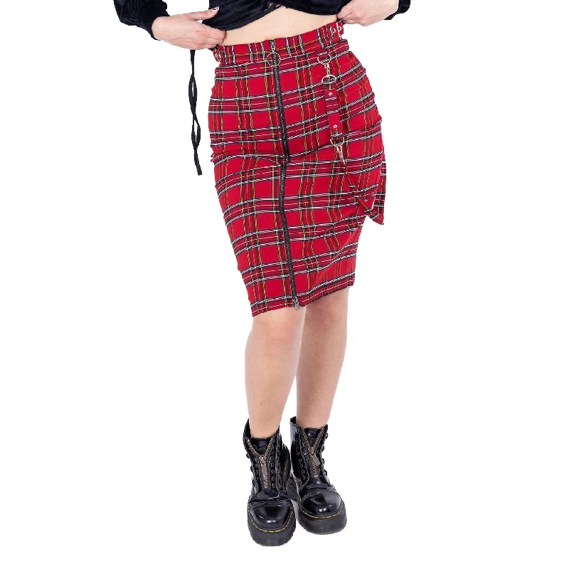 KOHKO SKIRT - RED TARTAN ruffled skirt detail