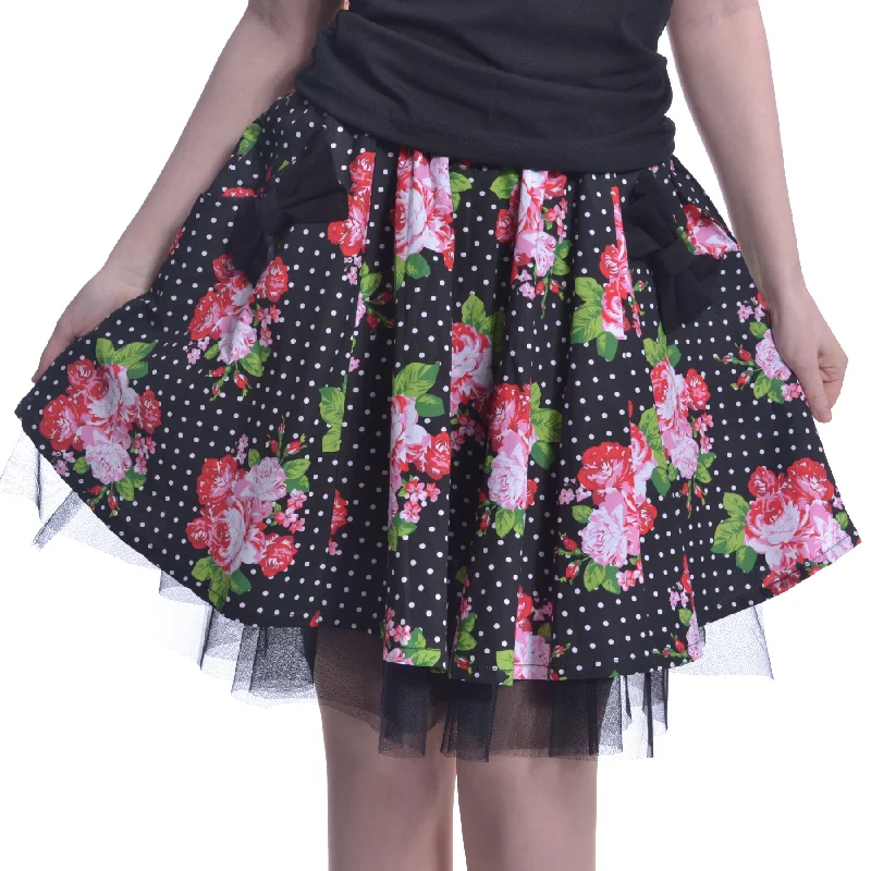 LAILA SKIRT - BLACK POLKA belted skirt waist