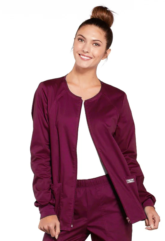 Women's 3-Pocket Zip Front Scrub Jacket Elasticated Jacket Padded Jacket Insulated Jacket