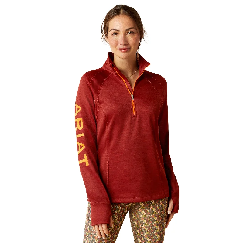 Ariat Ladies Tek Team 1/2 Fired Brick Zip Sweatshirt 10046706 Hoodie with Exposed Zipper Edgy Industrial