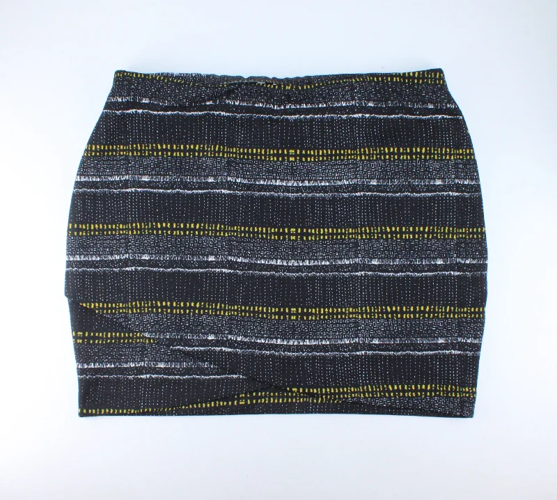 H&M YELLOW & BLACK STRIPED SKIRT LADIES LARGE PRE-LOVED belted skirt waist