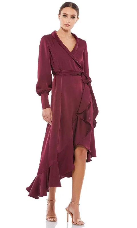 Ieena Duggal 12506 - Bishop Sleeve High-Low Evening Dress Tunics Solid Classic