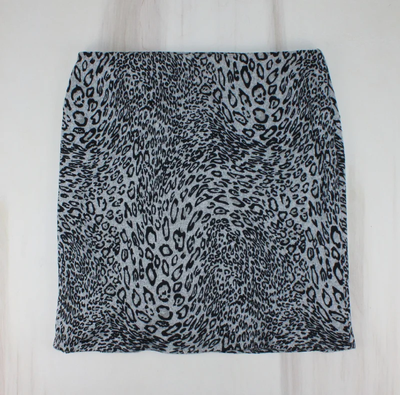 GEORGE ANIMAL PRINT GREY SKIRT LADIES LARGE PRE-LOVED a-line skirt cut