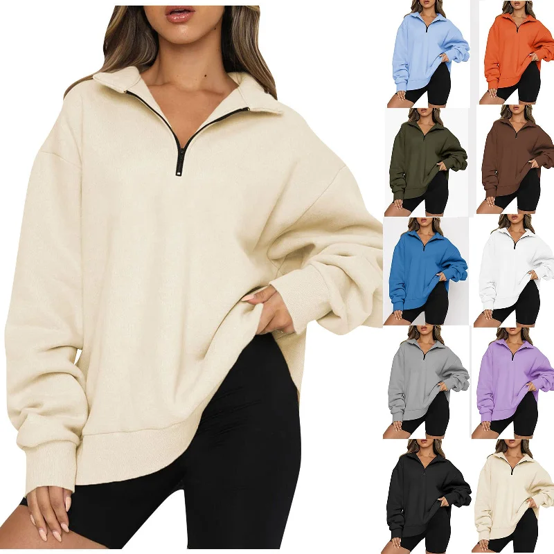 Vireous Turndown Collar Women's Sweatshirt, Multi Colours Hoodie with Slim Fit Tailored Modern