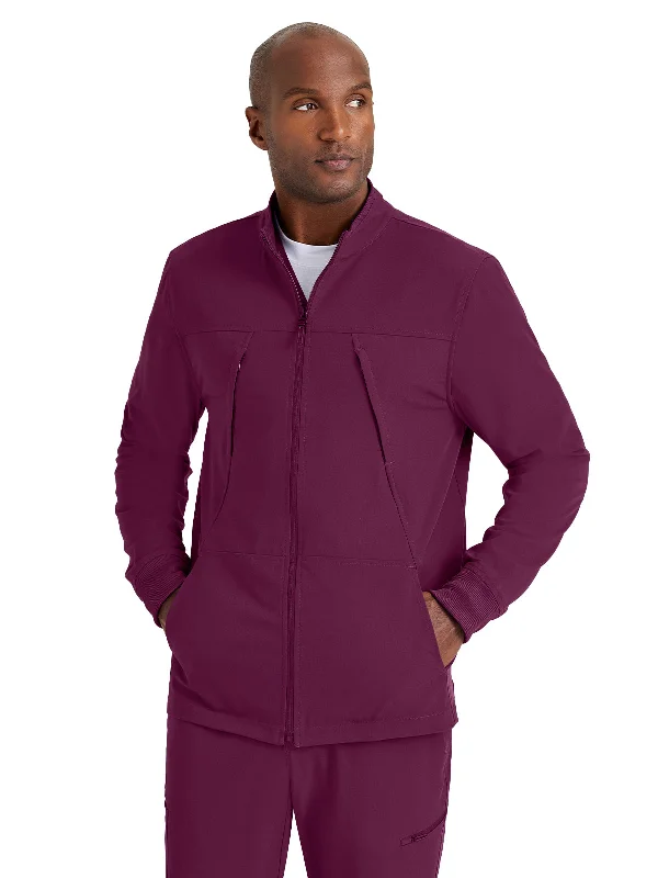 Men's Rib Trimmed Mock Neck Scrub Jacket Trench Coat Raincoat Waterproof Jacket