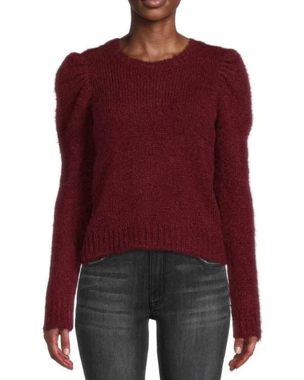 "Locken" Sweater in Burgundy High Neck Crew Neck V-Neck