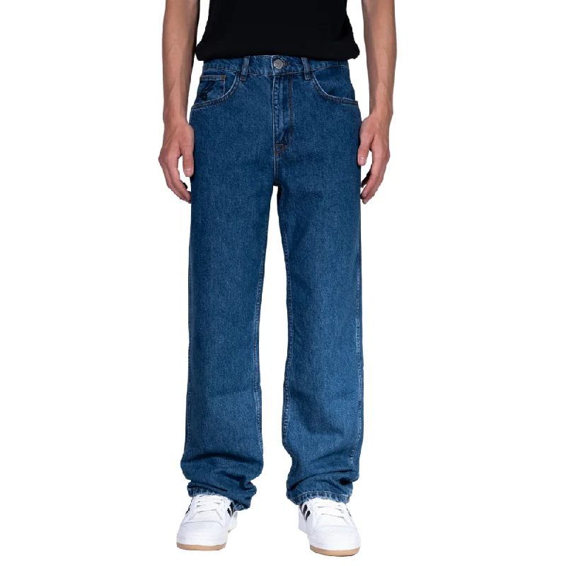 Charger Baggy Denim Pants Dark Blue Trendy Wide-Legged Trousers