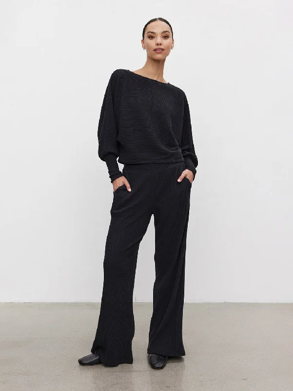 Colleen Rib Pant - Black Chic Slim Fit Pants