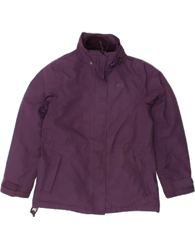 MOUNTAIN WAREHOUSE Womens Hooded Windbreaker Jacket UK 14 Large  Purple Stand-Up Collar Roll-Neck Collar Turtle Neck