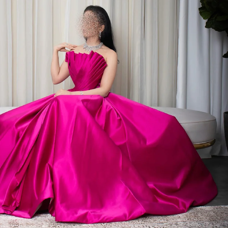 Elegant Fuchsia Scalloped Strapless Evening Dress SF011 Tunics Timeless classic