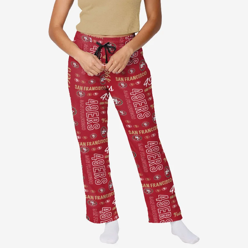 San Francisco 49ers Womens Mini Print Lounge Pants Chic Black Leggings