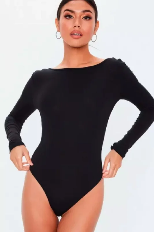 Scoop Back Bodysuit Elegant Back Zip Bodysuit