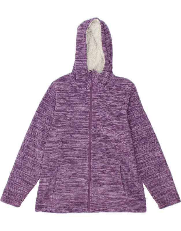 MOUNTAIN WAREHOUSE Womens Hooded Fleece Jacket UK 16 Large Purple Flecked Anorak Shell Jacket Lightweight Jacket