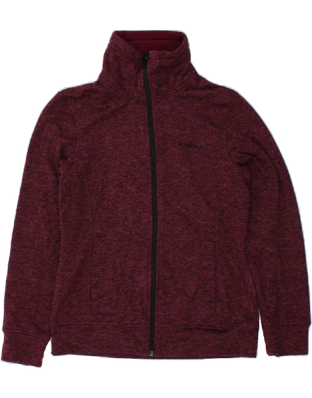 O'NEILL Womens Fleece Jacket UK 10 Small Burgundy Flecked Polyester Elasticated Jacket Padded Jacket Insulated Jacket