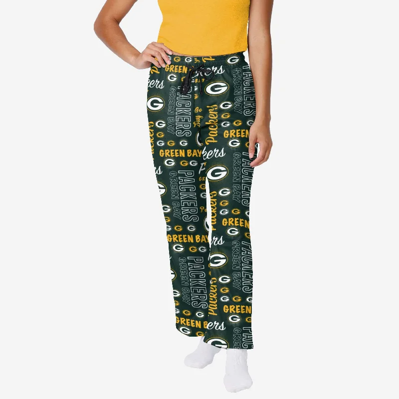 Green Bay Packers Womens Mini Print Lounge Pants Chic Capri Pants