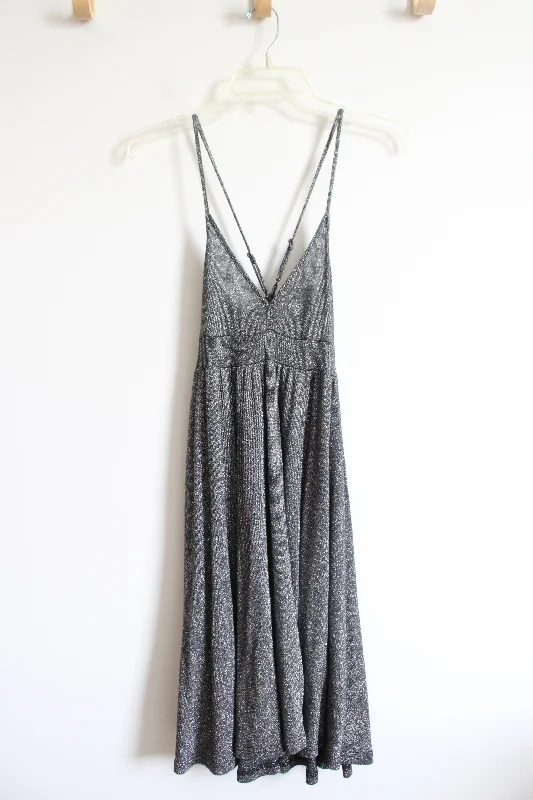 H&M Divided Gray Shimmer Cross Strap Back Dress | 6 Tunics Short Trendy