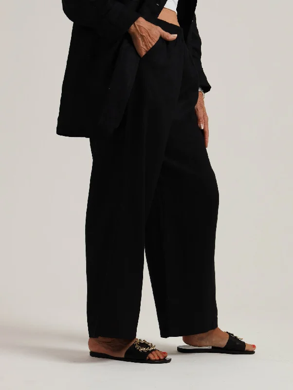 Classic Pants- Black Comfy Zip-Up Pants