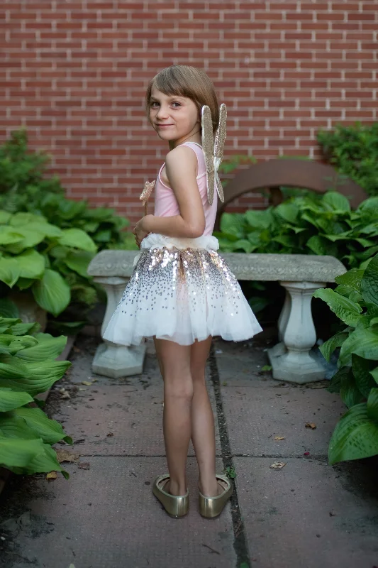 Gracious Gold Sequins Skirt, Wings, & Wand chiffon skirt flowing