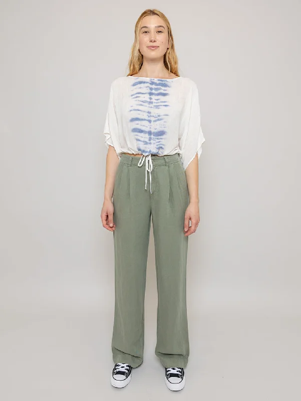 Greta Pleated Wide Pant - Army Elegant Dress Pants