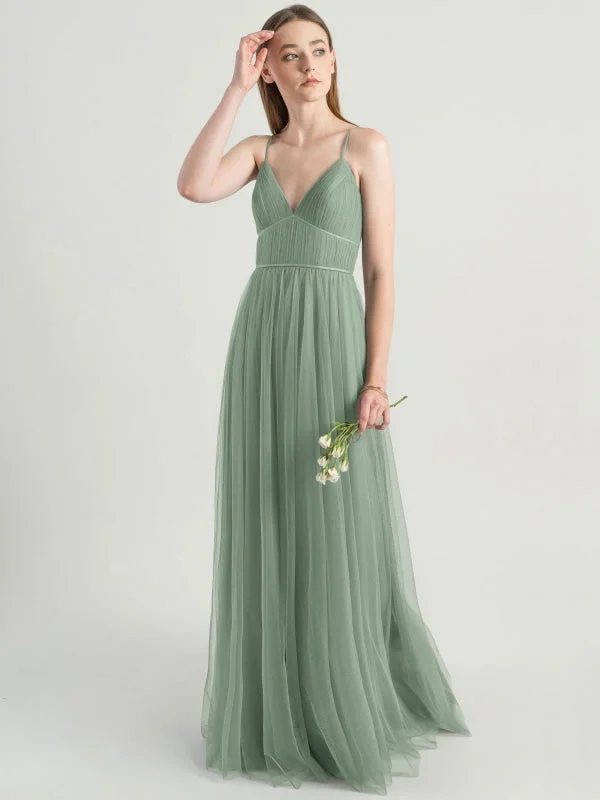 Avocado Green Evening Dress Sleeveless A-Line V-Neck Matte Satin Floor-Length Pleated Social Party Dresses Tunics Brand named