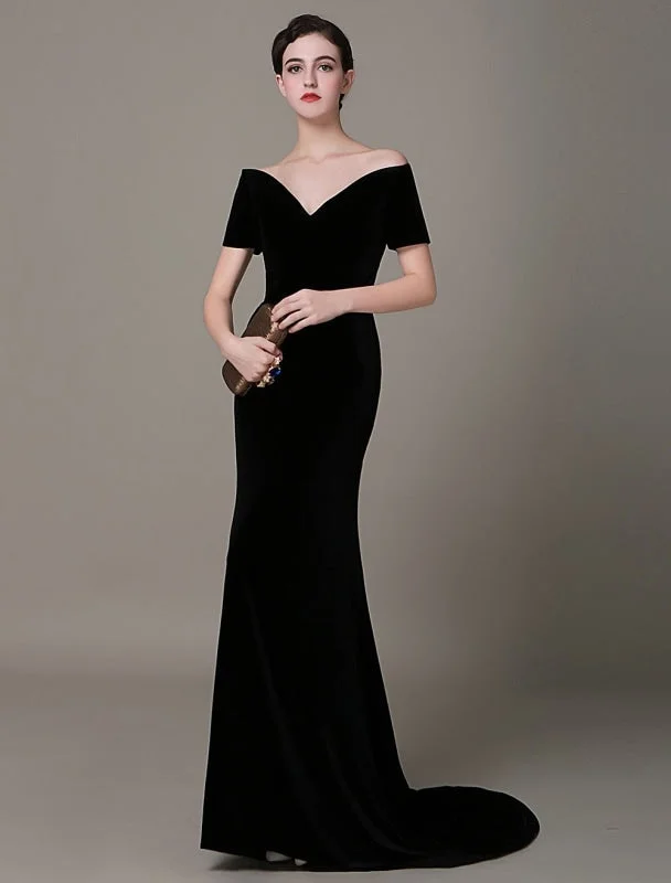 Black Prom Dresses 2021 Long Mermaid Velvet Evening Dress Vintage Lady Gaga Red Carpet Dress Milanoo Wedding Guest Dress Tunics Practical easy-care